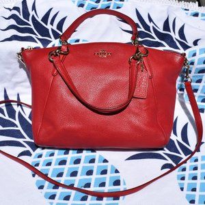 Coach Small Leather Kelsey Satchel Crossbody Red